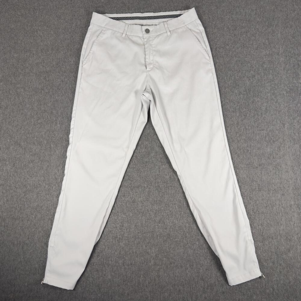 Primo Jogger Pants Mens 32x29 White Stretch Zip Cuff Elastic Waist Golf Woven